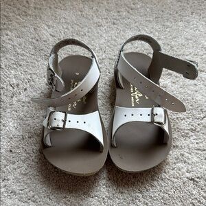 Sun-San White Leather Sandals with Buckle